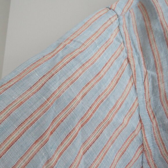 MARTIN GORDON 100% Linen Striped Casual Shirt in Light Blue - Men's Size XL - Picture 7 of 15